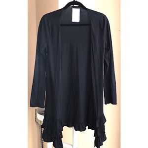 SKIN  Tiered Ruffle Robe- Black